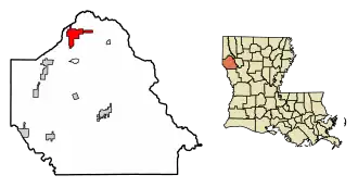 Location of Stonewall in De Soto Parish, Louisiana.