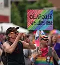 'Deaf and Queer, We Are Here' sign, 2018