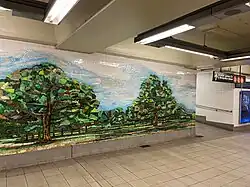 Delancey Orchard mosaic on the northbound platform