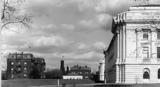 The old building (left) and the new one (right). The Smithsonian Castle tower is visible in the middle.