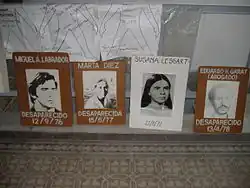 Pictures of desaparecidos used in demonstrations.