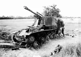 A Wespe destroyed in Normandy, 1944