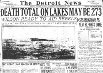 The front page of a newspaper with the headline "Death Toll on Lakes May Be 273"