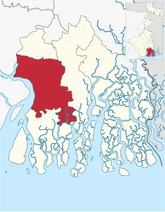 Location of Diamond Harbour subdivision in South 24 Parganas district