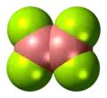 Space-filling model of the diboron tetrafluoride molecule