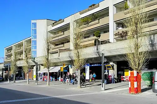 Four-story structure with open ground floor