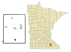 Location of Hayfield, Minnesota