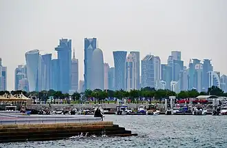 Doha Corniche is the 7&nbsp;km long waterfront that connects the new district of West Bay with the old district of Al-Bidda and Al-Souq on the other end.