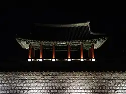 Nighttime view of the southern side