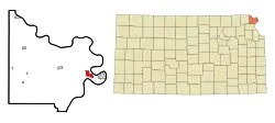 Location within Doniphan County and Kansas