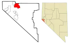 Location of Johnson Lane, Nevada