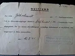 Drancy Internment Camp Receipt