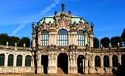 Image 9The Zwinger in Dresden by Matthäus Daniel Pöppelmann (1697–1716), reconstructed in the 1950s and 1960s, after the damage of World War II. (from Baroque architecture)