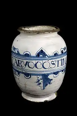 English jar for caryocostin, 17th century