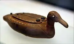 Duck-shaped box; 16th–11th&nbsp;century&nbsp;BC; wood and ivory; Louvre