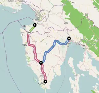 E751 runs through Istria and Slovenian Littoral