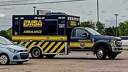 Ambulance in a parking lot
