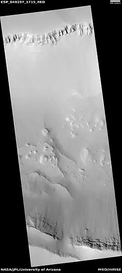 North and south walls of part of Noctis Labyrinthus, as seen by HiRISE under HiWish program
