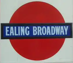 An early form of the roundel as used on the platform at Ealing Broadway