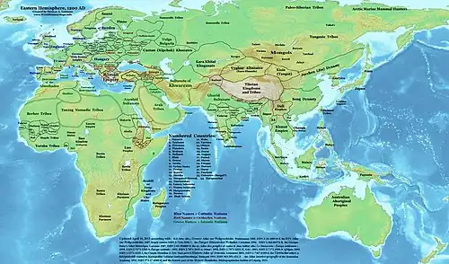 Map of the Eastern Hemisphere 1200&nbsp;CE