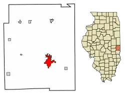 Location of Paris in Edgar County, Illinois.