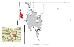 Location of the Cascade-Chipita Park CDP in El&nbsp;Paso&nbsp;County, Colorado