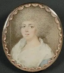 Miniature of Eleanor Calvert (1758–1811), eldest surviving daughter of Benedict Swingate Calvert, c. 1780.