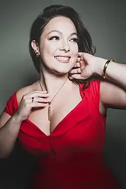 Eleonora Buratto in a Chiara Boni dress (2019)