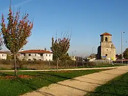 A church and some houses