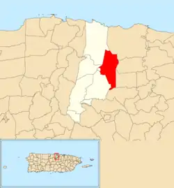 Location of Espinosa within the municipality of Vega Alta shown in red
