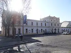 The entrance and station building
