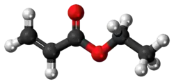 Ball-and-stick model of the ethyl acrylate molecule