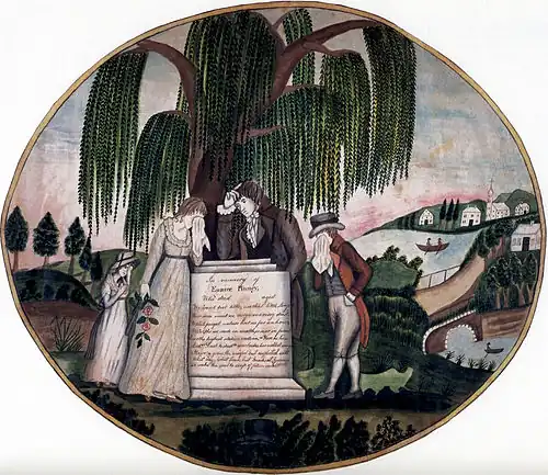 Eunice Pinney memorial, executed in 1813. Watercolor on paper, 42 x 49&nbsp;cm, Museum of Fine Arts, Boston