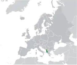 Map showing Albania in Europe