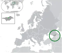 Map showing South Ossetia in Europe