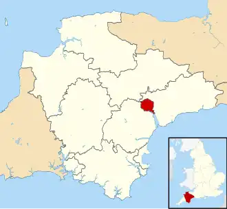 The District of Exeter including Topsham shown within Devon