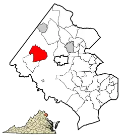 Location of Chantilly in Fairfax County, Virginia