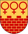 The Venus symbol, representing copper mining, in the municipal coat of arms of Falun Municipality in Sweden (1932)