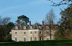 The garden front (south east front) of Farleigh House at Farleigh Wallop, Hampshire, England. November 2024.