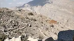 Some small farms and terraces in the upper areas of Wadi Litibah, a tributary of Wadi Ghalilah. Emirate of Ras Al Khaimah (UAE)