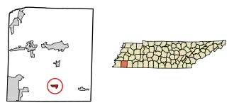 Location of Moscow in Fayette County, Tennessee.