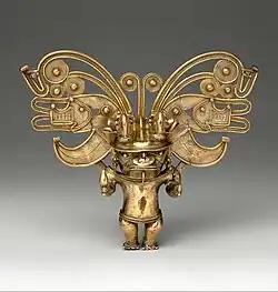 Pendant (Tairona); 10th–16th century; gold; height: 14&nbsp;cm; Metropolitan Museum of Art