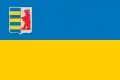 The flag of Zakarpattia Oblast, defaced with a coat of arms