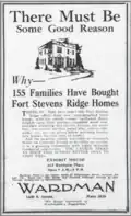 Advertisement for Fort Stevens Ridge in The Washington Evening Star, August&nbsp;1, 1925.