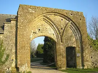 Stone building with two large arched windows