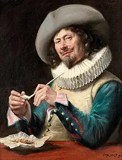 'Enjoying a clay pipe'. Oil on canvas. Signed and dated 'FMBennett 1926' (lower right)