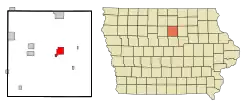 Location of Hampton, Iowa