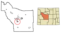 Location of Lander in Fremont County, Wyoming.