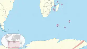 Location of the French Southern and Antarctic Lands in the Indian Ocean
