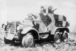 Front angle view of Type 92 Chiyoda armored car
